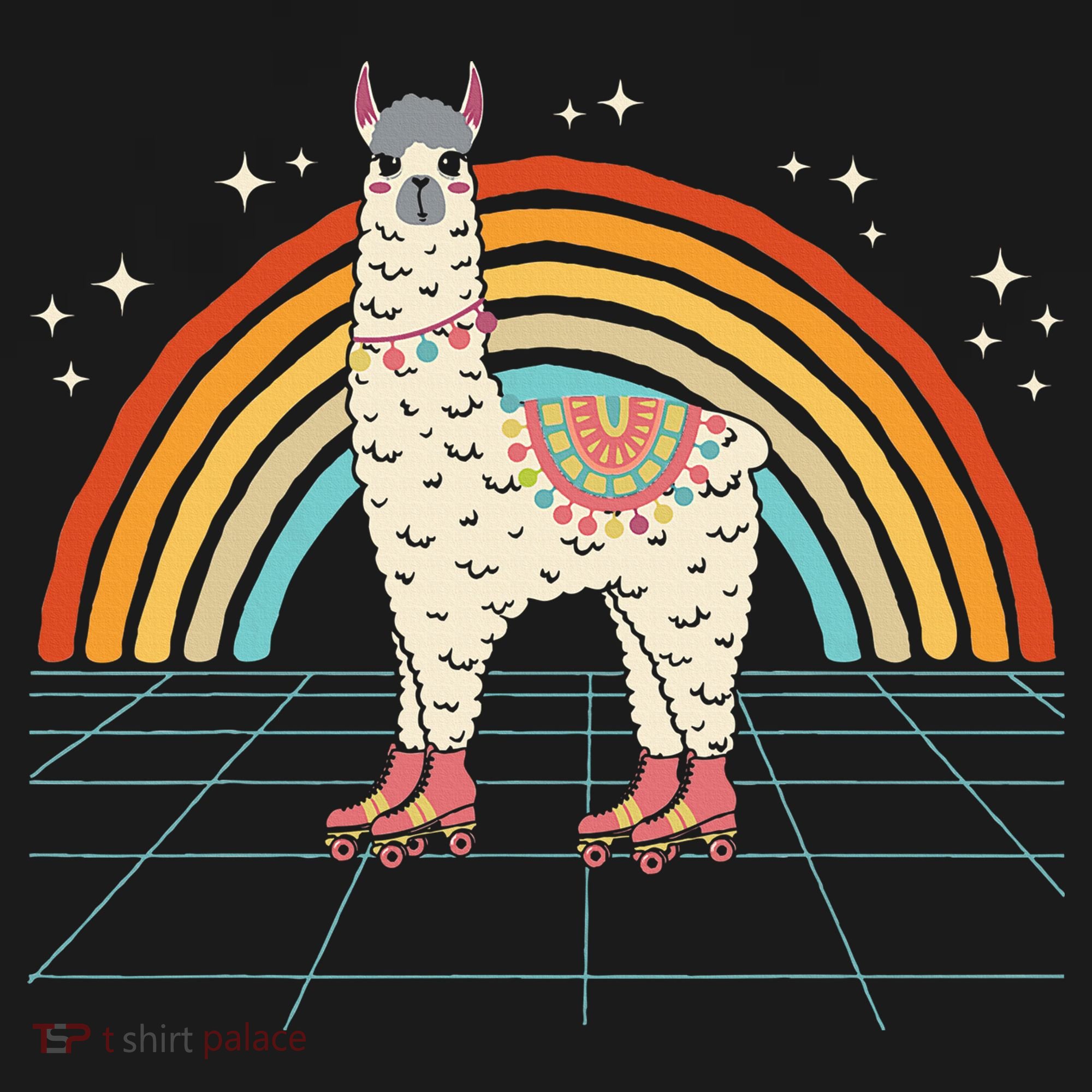 Roller Skating Alpaca Skater Skate Retro Vintage 70s 80s Long Sleeve Shirt