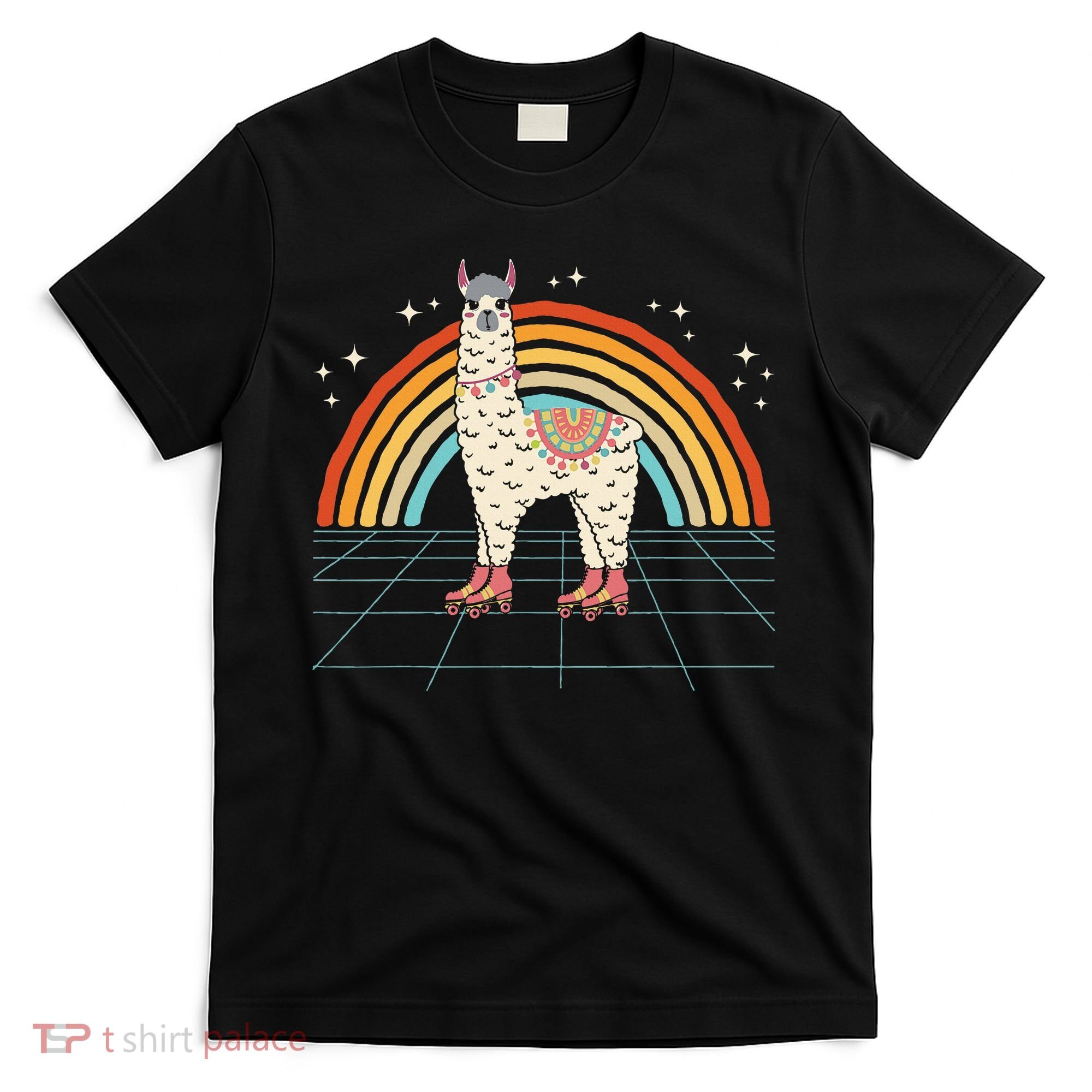 Roller Skating Alpaca Skater Skate Retro Vintage 70s 80s T-Shirt