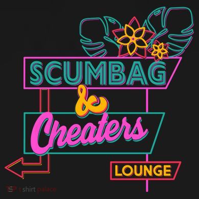 Retro Scumbag And Cheater Lounge Neon Sign Flat Bill Trucker Hat