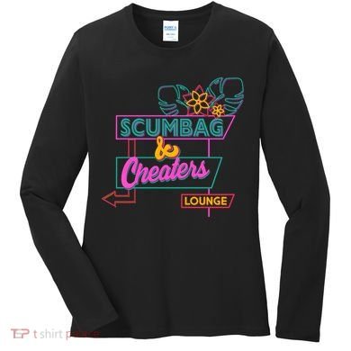 Retro Scumbag And Cheater Lounge Neon Sign Women's Long Sleeve Shirt