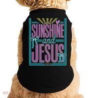 Retro Sunshine And Jesus Faith Striped Summer Doggie Tank thumb 0