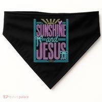 Retro Sunshine And Jesus Faith Striped Summer USA-Made Doggie Bandana thumb 0
