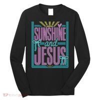 Retro Sunshine And Jesus Faith Striped Summer Long Sleeve Shirt thumb 0