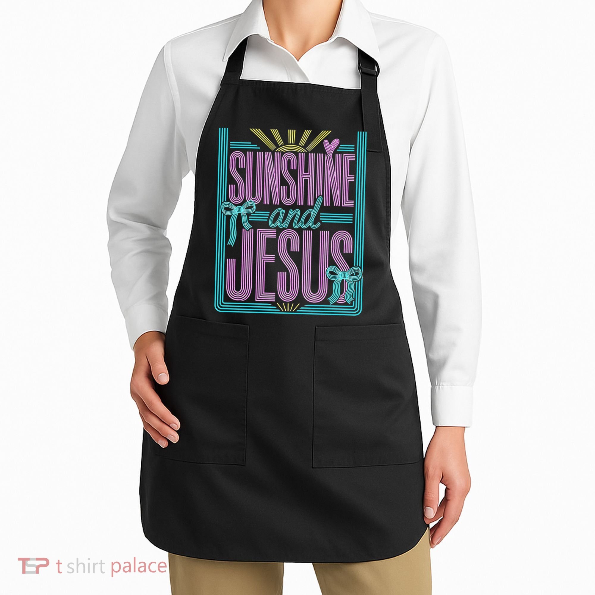 Retro Sunshine And Jesus Faith Striped Summer Apron