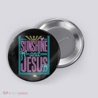 Retro Sunshine And Jesus Faith Striped Summer Button thumb 0