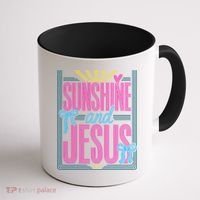 Retro Sunshine And Jesus Faith Striped Summer Coffee Mug thumb 1