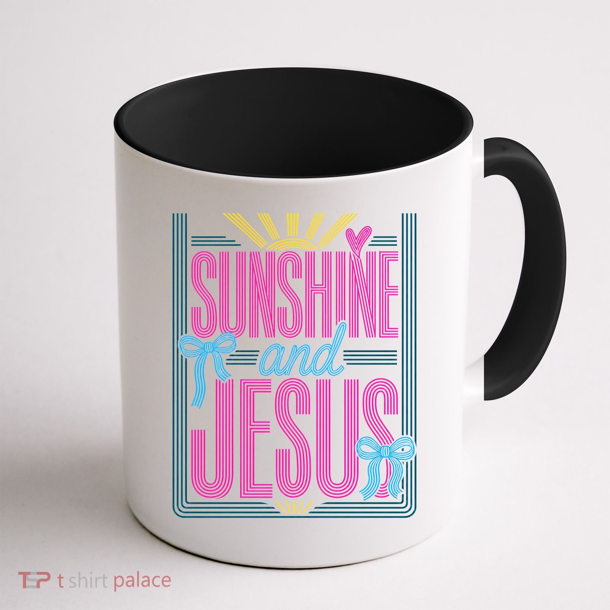 Retro Sunshine And Jesus Faith Striped Summer Coffee Mug