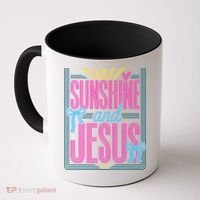 Retro Sunshine And Jesus Faith Striped Summer Coffee Mug thumb 0
