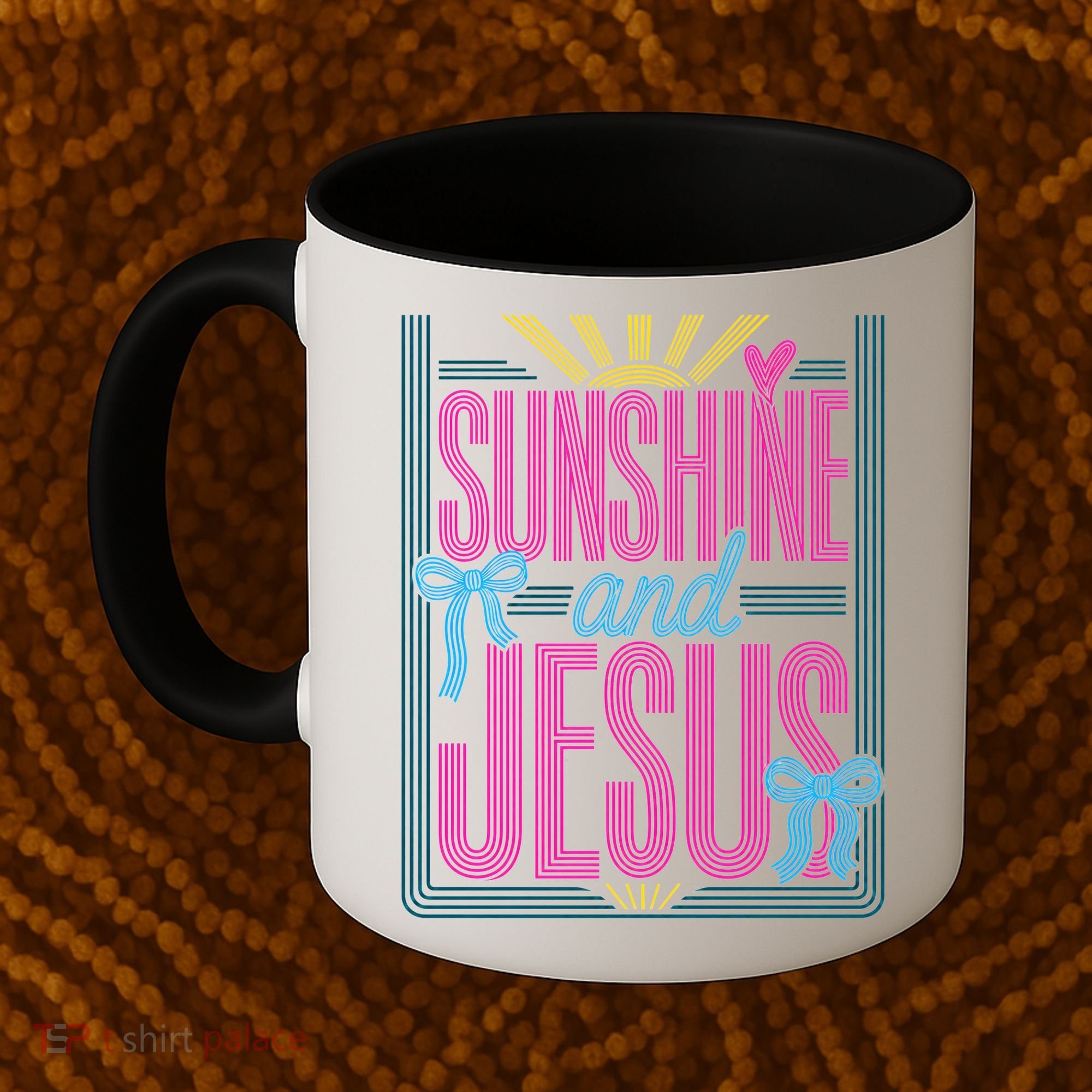 Retro Sunshine And Jesus Faith Striped Summer Coffee Mug