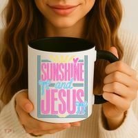 Retro Sunshine And Jesus Faith Striped Summer Coffee Mug thumb 3