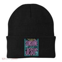 Retro Sunshine And Jesus Faith Striped Summer Beanie thumb 0
