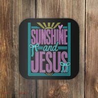 Retro Sunshine And Jesus Faith Striped Summer Coaster thumb 0
