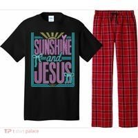 Retro Sunshine And Jesus Faith Striped Summer Pajama Set thumb 0