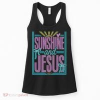 Retro Sunshine And Jesus Faith Striped Summer Women's Tank Top thumb 0