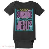 Retro Sunshine And Jesus Faith Striped Summer Baby Bodysuit thumb 0