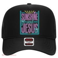 Retro Sunshine And Jesus Faith Striped Summer Hat thumb 0