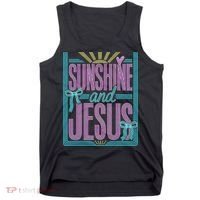 Retro Sunshine And Jesus Faith Striped Summer Tank Top thumb 0