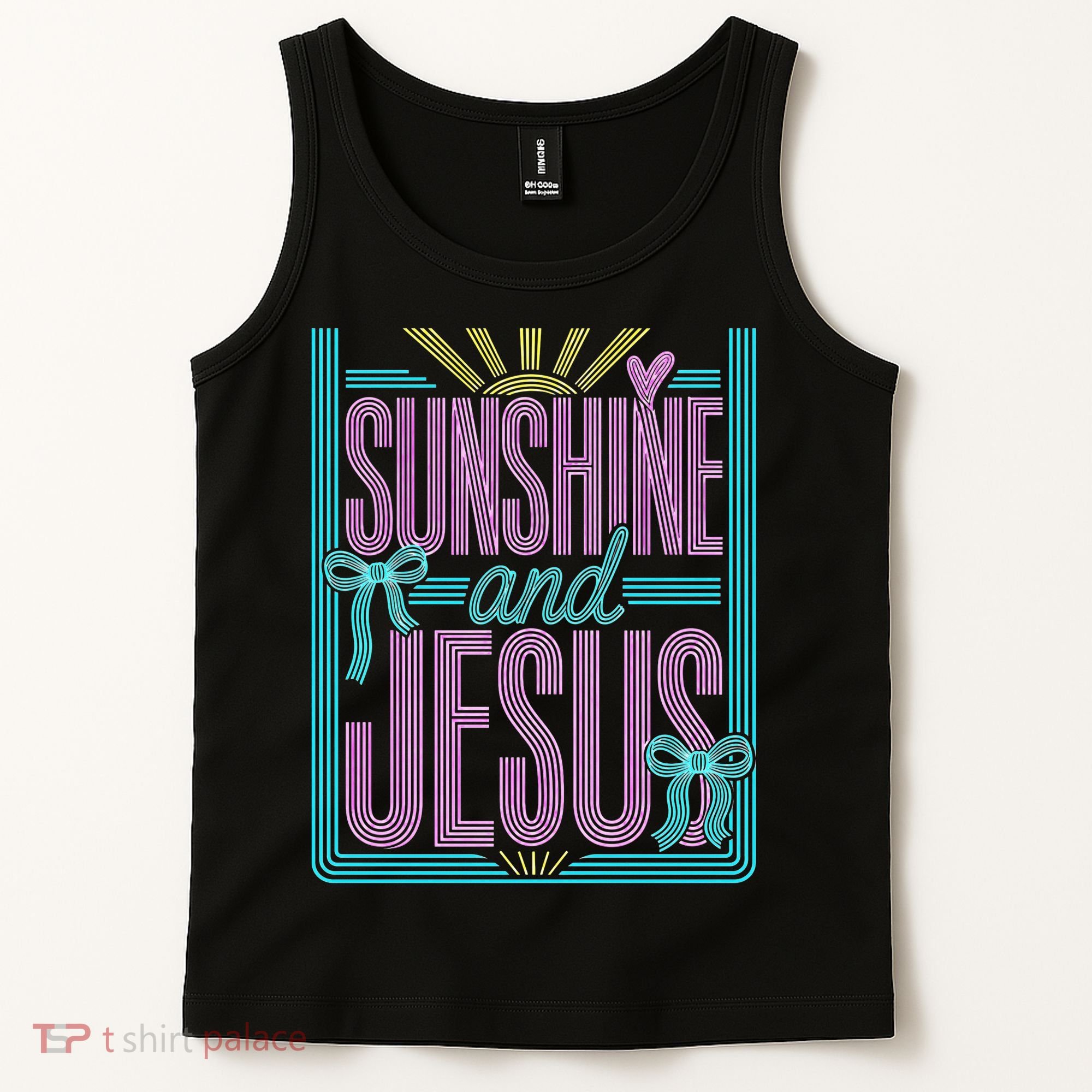 Retro Sunshine And Jesus Faith Striped Summer Tank Top