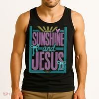 Retro Sunshine And Jesus Faith Striped Summer Tank Top thumb 3