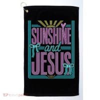 Retro Sunshine And Jesus Faith Striped Summer Golf Towel thumb 0