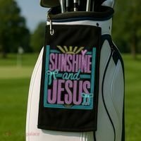 Retro Sunshine And Jesus Faith Striped Summer Golf Towel thumb 2