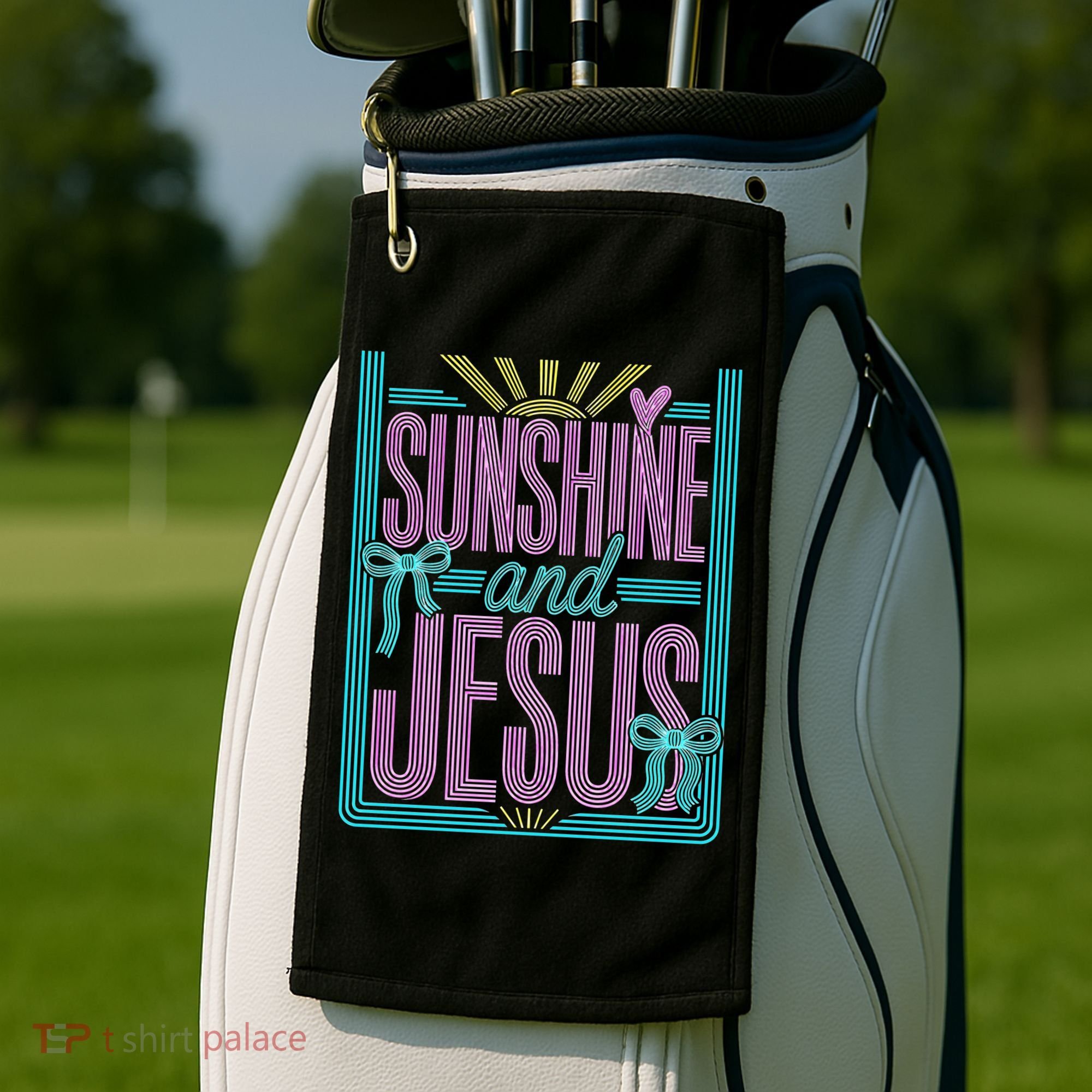 Retro Sunshine And Jesus Faith Striped Summer Golf Towel