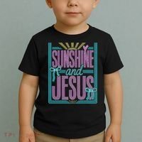 Retro Sunshine And Jesus Faith Striped Summer Toddler T-Shirt thumb 2