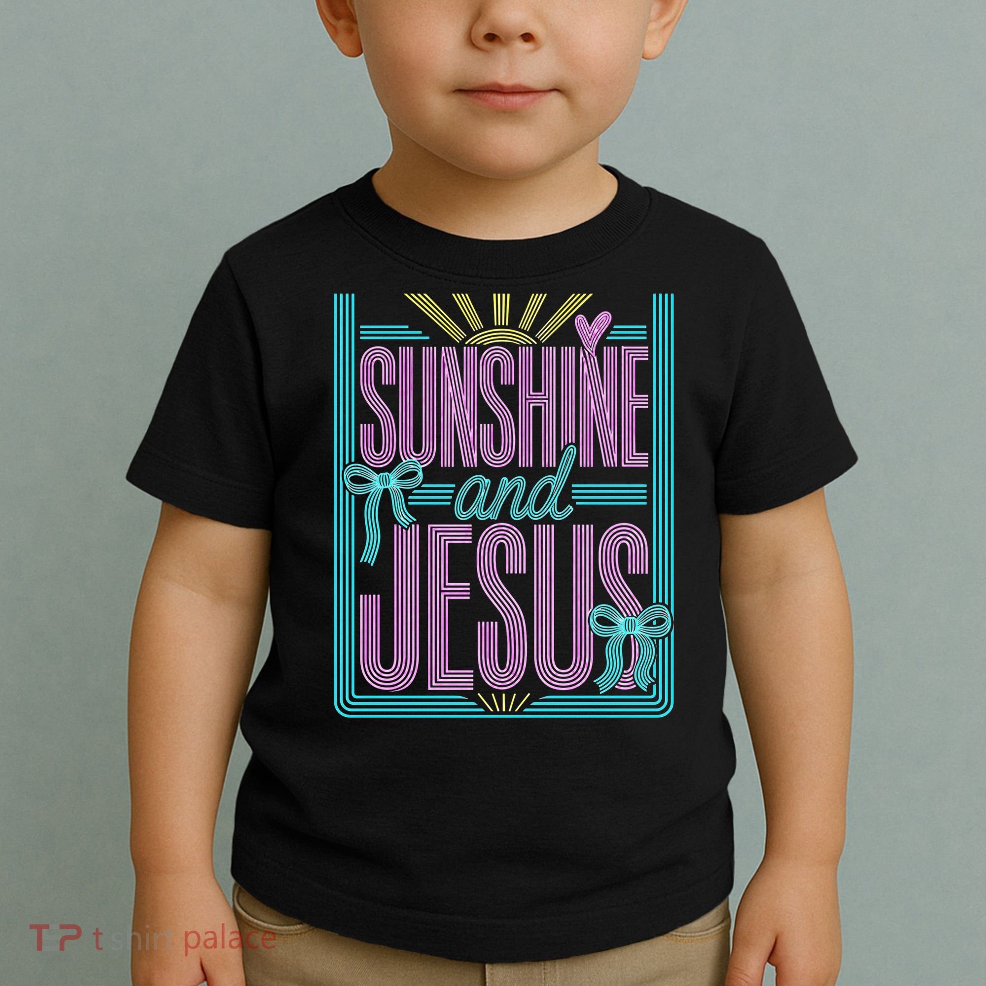 Retro Sunshine And Jesus Faith Striped Summer Toddler T-Shirt