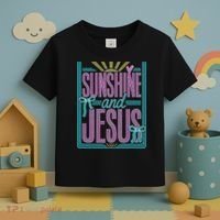 Retro Sunshine And Jesus Faith Striped Summer Toddler T-Shirt thumb 3