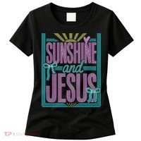 Retro Sunshine And Jesus Faith Striped Summer Women's T-Shirt thumb 0