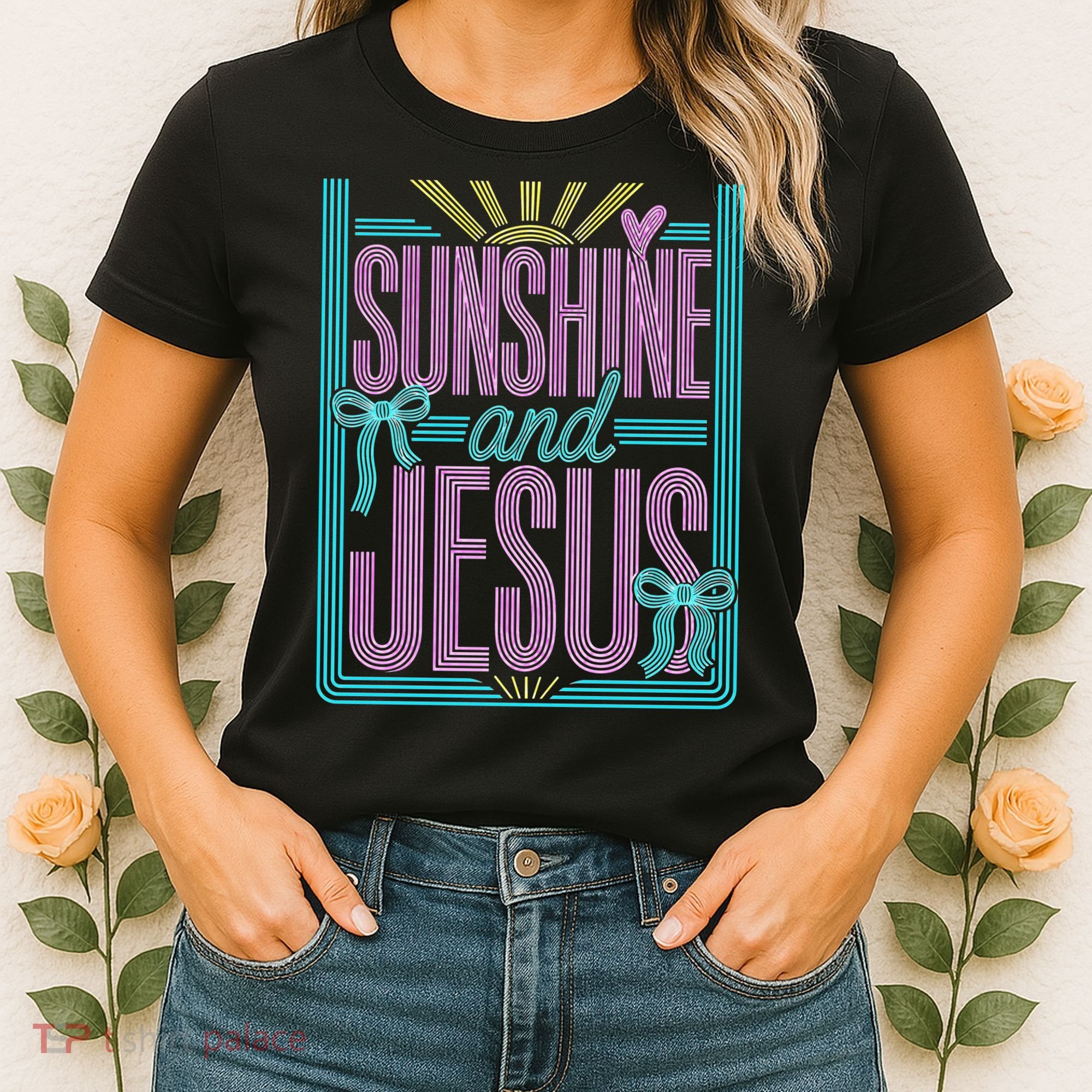 Retro Sunshine And Jesus Faith Striped Summer Women's T-Shirt