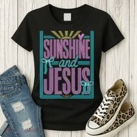 Retro Sunshine And Jesus Faith Striped Summer Women's T-Shirt thumb 3