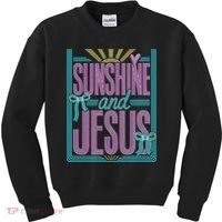 Retro Sunshine And Jesus Faith Striped Summer Kids Sweatshirt thumb 0