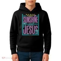 Retro Sunshine And Jesus Faith Striped Summer Kids Hoodie thumb 4