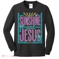 Retro Sunshine And Jesus Faith Striped Summer Kids Long Sleeve Shirt thumb 0
