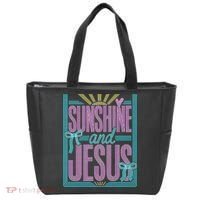 Retro Sunshine And Jesus Faith Striped Summer Tote Bag thumb 0