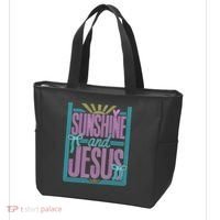 Retro Sunshine And Jesus Faith Striped Summer Tote Bag thumb 3