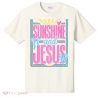 Retro Sunshine And Jesus Faith Striped Summer T-Shirt thumb 0