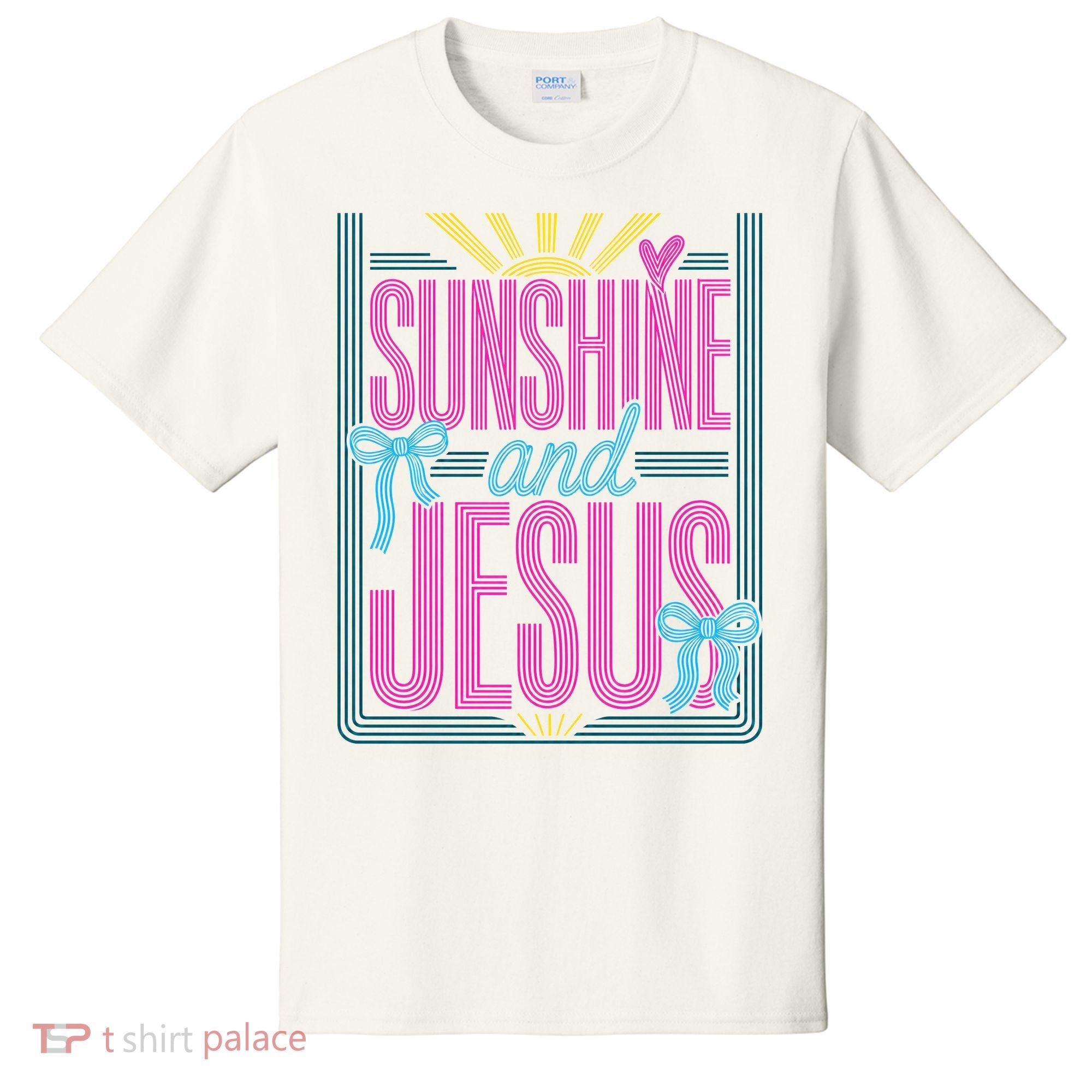 Retro Sunshine And Jesus Faith Striped Summer T-Shirt