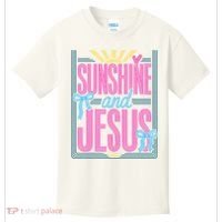 Retro Sunshine And Jesus Faith Striped Summer Kids T-Shirt thumb 0