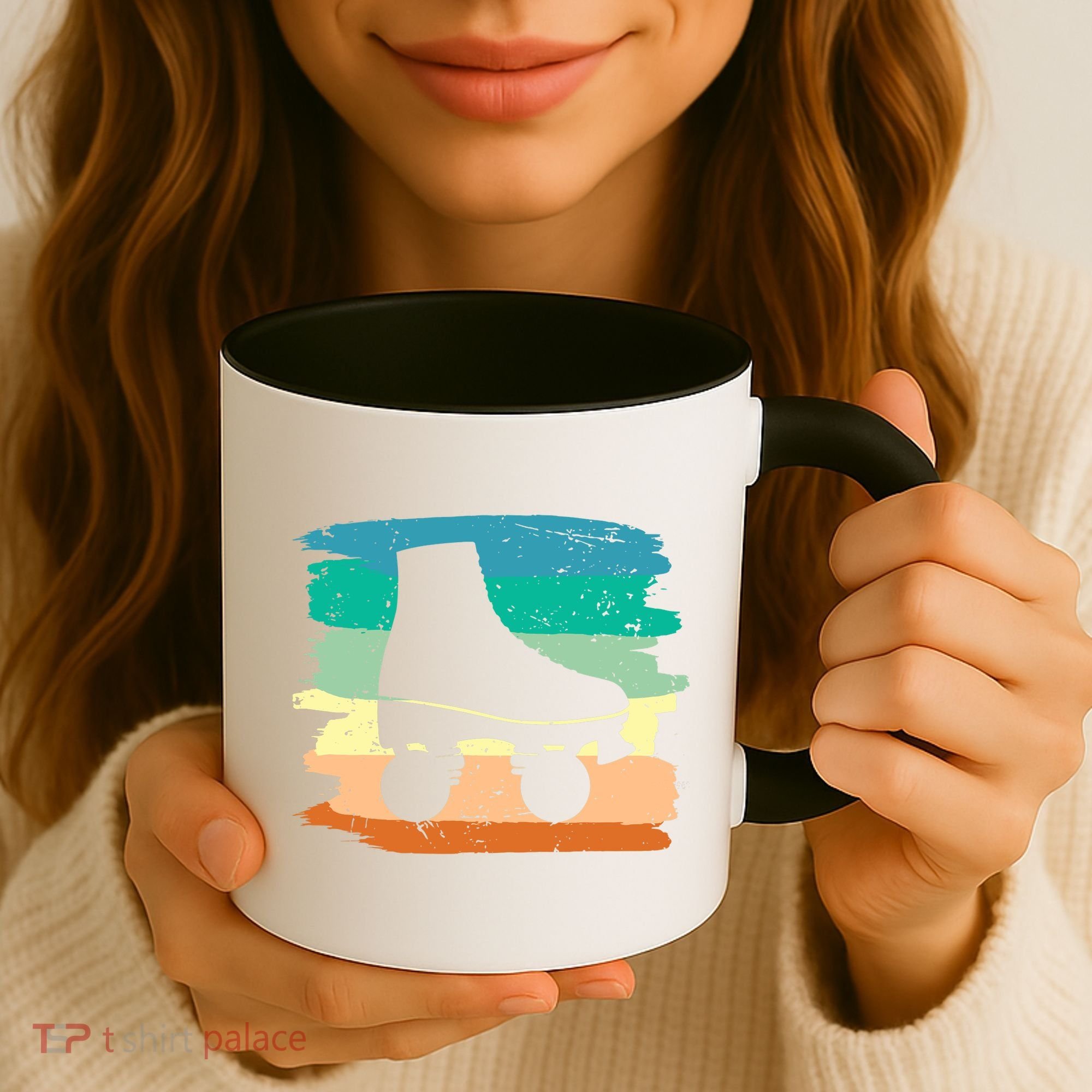 Roller Skating Art 80s Roller Derby Rollerskate Coffee Mug