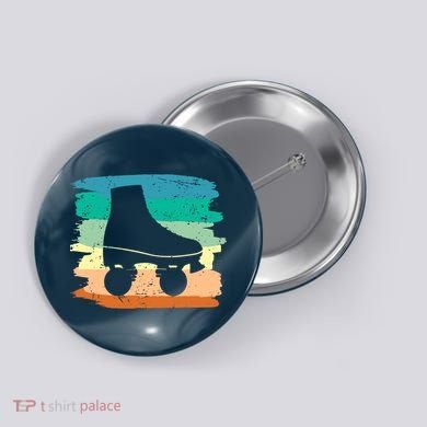 Roller Skating Art 80s Roller Derby Rollerskate Button