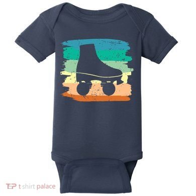 Roller Skating Art 80s Roller Derby Rollerskate Baby Bodysuit