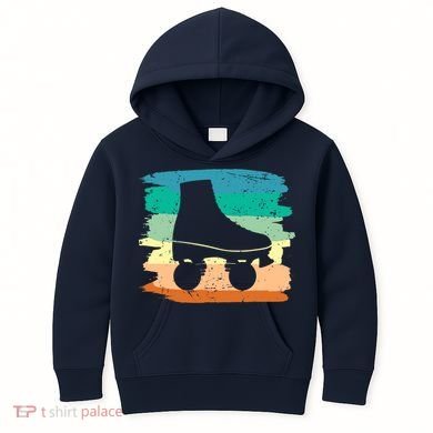 Roller Skating Art 80s Roller Derby Rollerskate Kids Hoodie