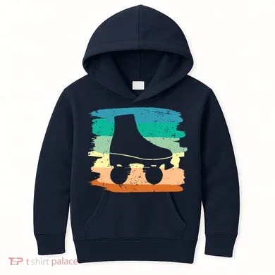 Roller Skating Art 80s Roller Derby Rollerskate Kids Hoodie