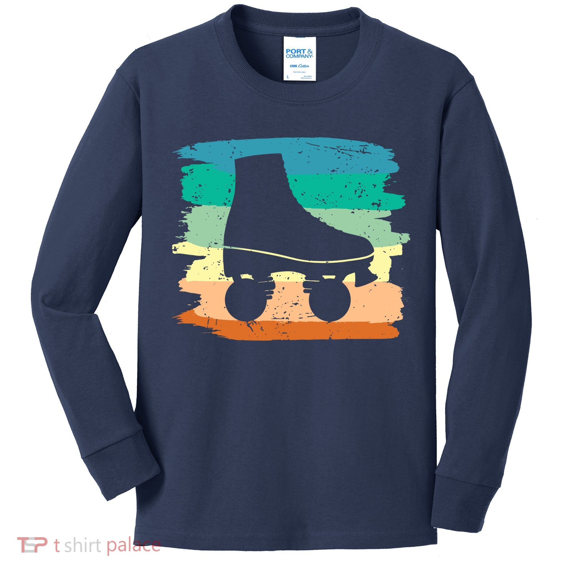 Roller Skating Art 80s Roller Derby Rollerskate Kids Long Sleeve Shirt