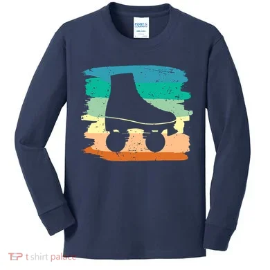 Roller Skating Art 80s Roller Derby Rollerskate Kids Long Sleeve Shirt