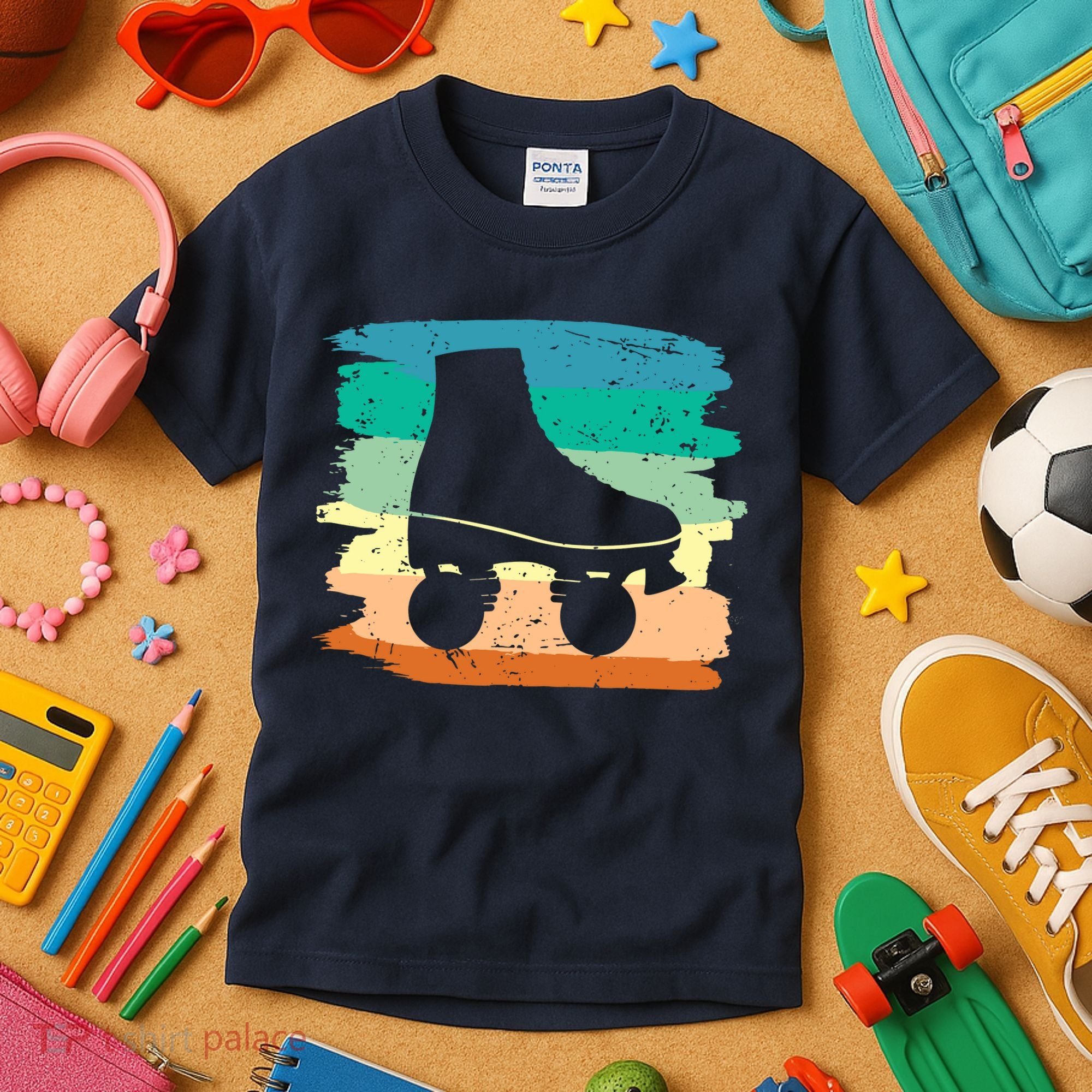 Roller Skating Art 80s Roller Derby Rollerskate Kids T-Shirt