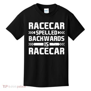 Racecar Spelled Backwards Is Racecar Kids T-Shirt