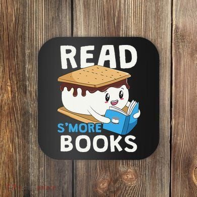 Read Smore Books Camping Bookworm Cute Librarian Smores Coaster